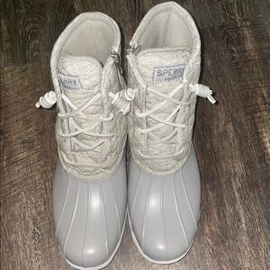 Sperry Light Gray and Cream Boots